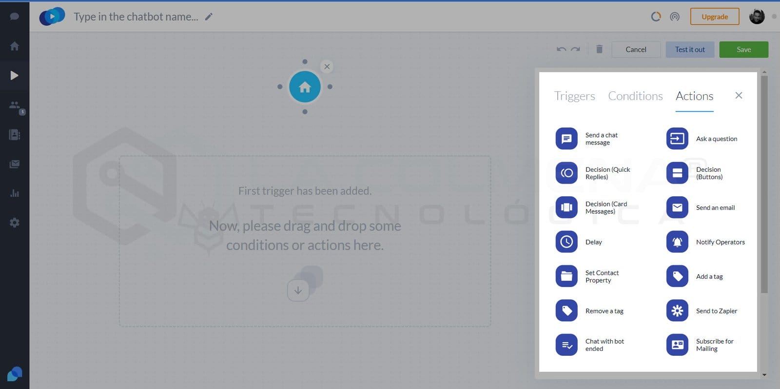 Nodos de accion para chatbots de Tidio