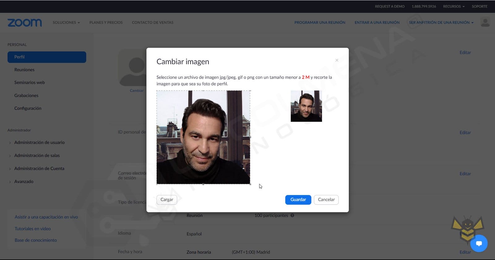 Perfil de usuario de Zoom