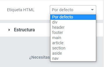 Balise HTML Elementor