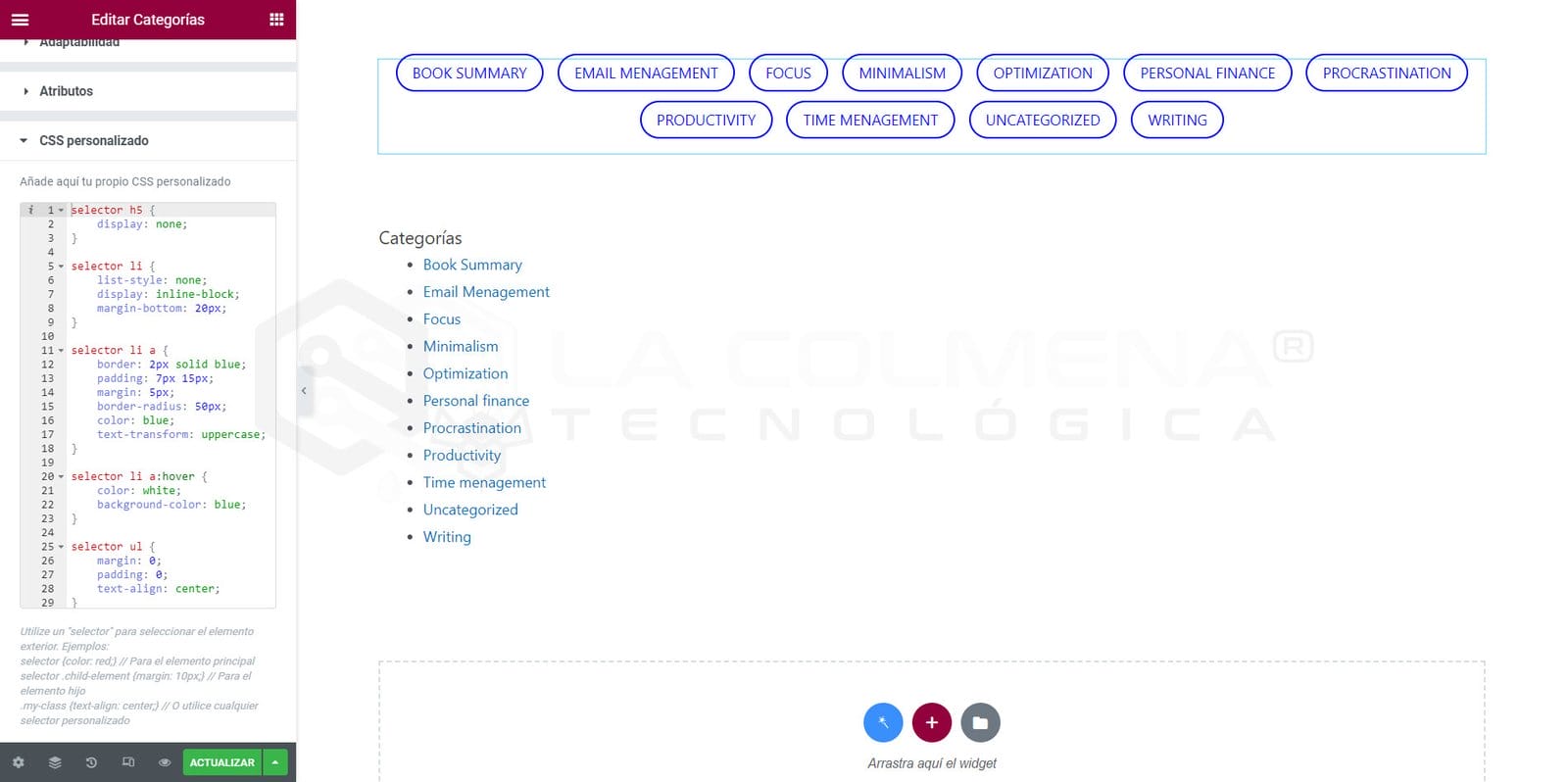 Introducción a CSS personalizado de Elementor