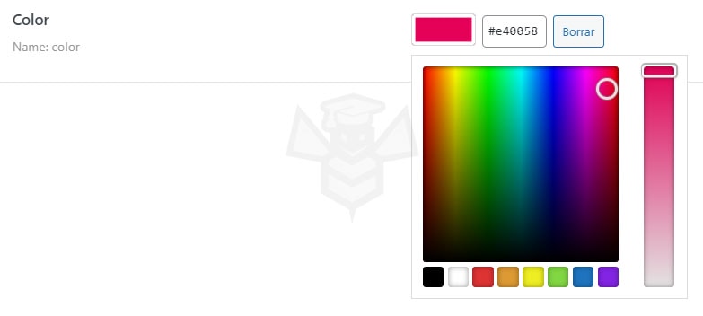Metacampo Colorpicker de Post Type de JetEngine