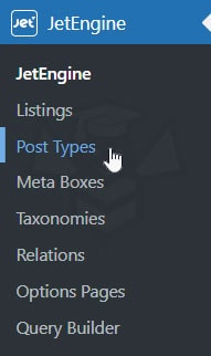 Menu des types de posts JetEngine