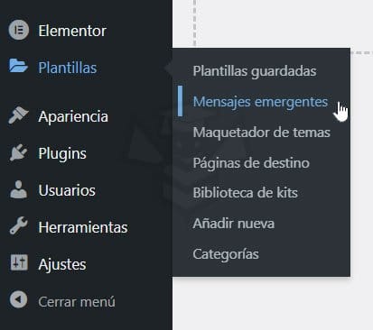 Plantillas > Mensajes emergentes